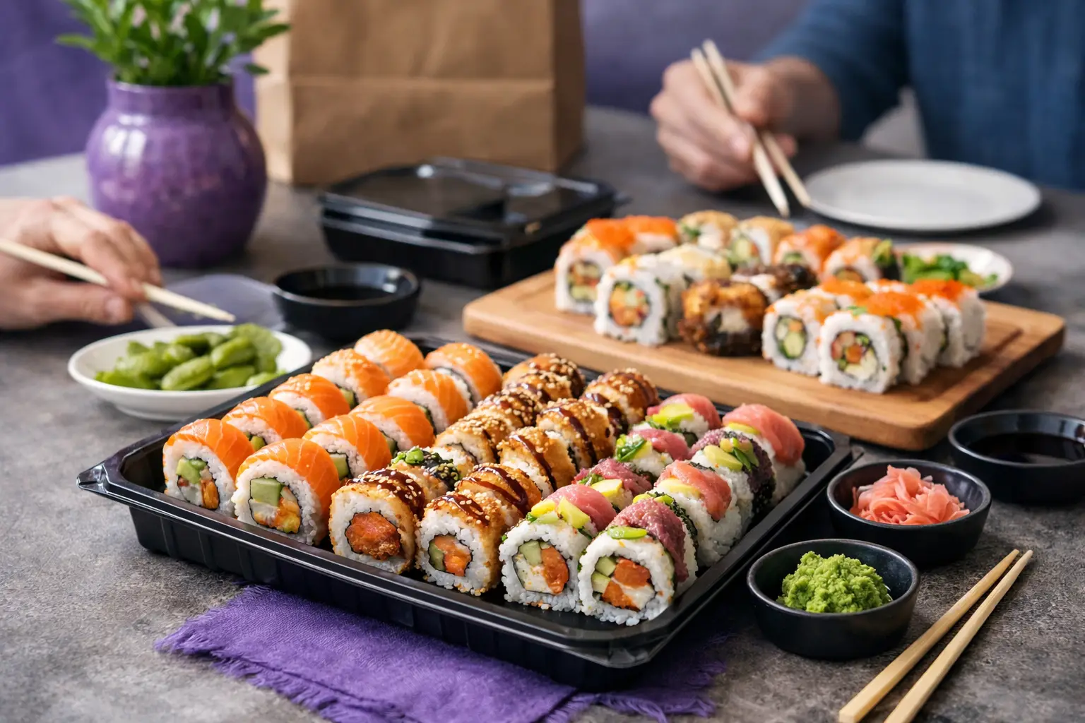 Ile rolek sushi dla czterech osób zamówić?