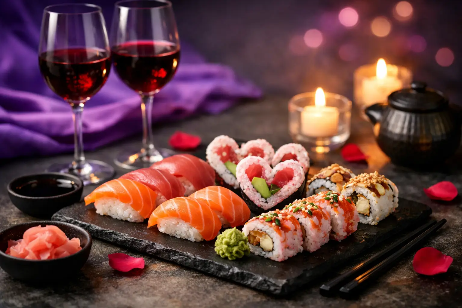 Menu sushi na walentynki - przykład dla dwojga