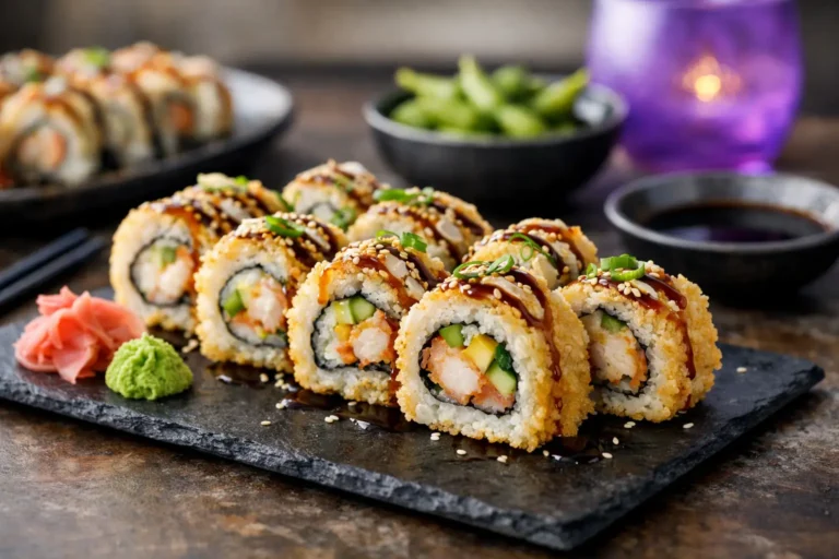 Sycące sushi z tempurą na lunch i kolację
