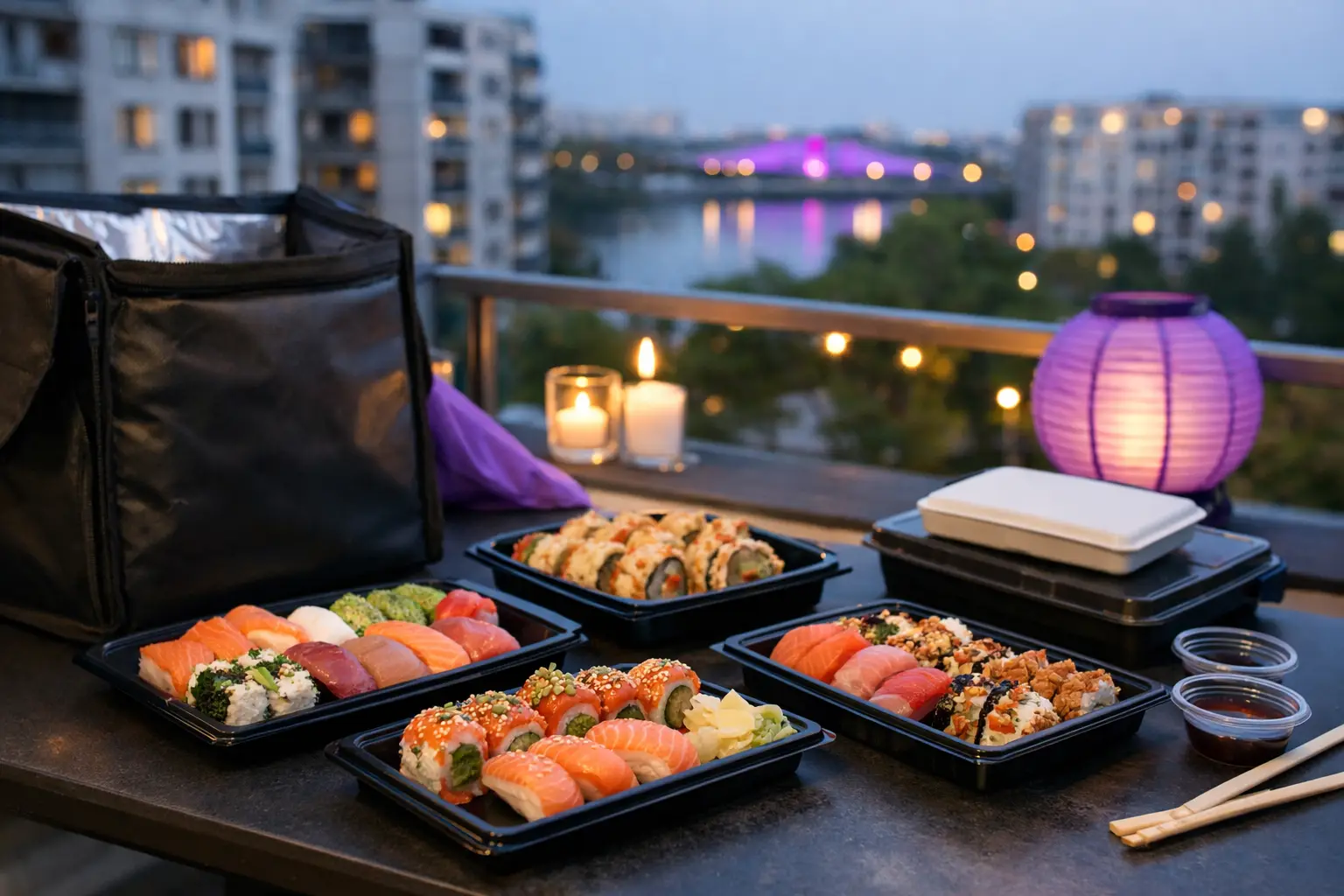 Przykład dostawy na Gocław na wieczór ze sushi