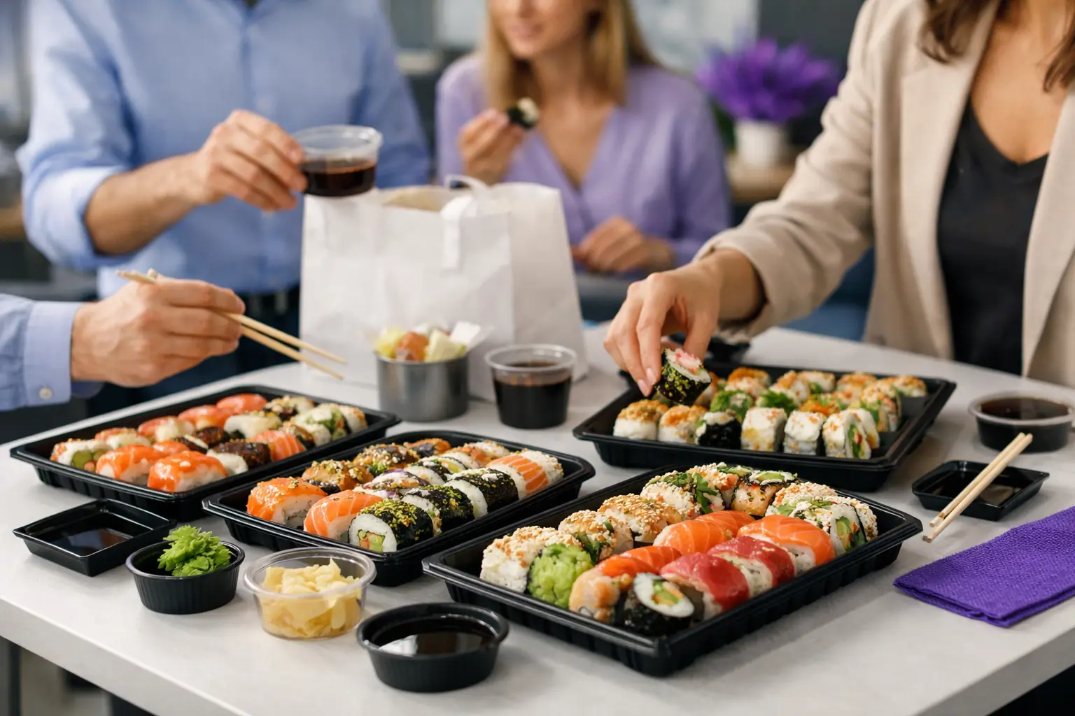 Przykład zamówienia grupowego sushi dla biura
