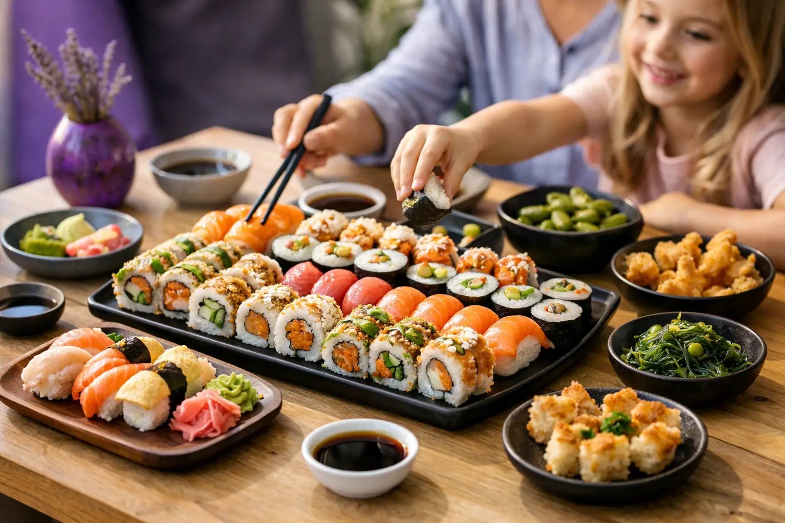 Wybór sushi rodzinnego dla całej rodziny